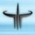 A pixelated dark gray cross with curved ends on light blue background, rendered in low-resolution style.
