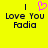 Yellow background with black text reading "Love You Fadia" and a pink pixelated heart symbol above the left instance of the text.
