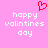 Pixelated pink background with red heart symbol above white text reading 'happy valintines day' in two identical side-by-side arrangements.