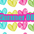 Pixelated heart-shaped icons in cyan, yellow, pink, and green surround a central banner with 'Summer 08' text on a white background.
