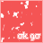 Red background with scattered white pixelated shapes and 'ok go' text in lower center, animated as shapes shift slightly across frames.