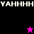 Pixelated graphic divided into four quadrants with text and star symbols, featuring black, purple, and pink backgrounds.