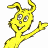 A 48x48 pixel animated contact sheet showing two frames of a yellow cartoon character and green text on dark background.