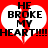 Red background with two white heart shapes, each containing black text and a red crack, with large black text below.