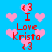 Blue background with pink heart shapes and red text reading 'I Love Kristo' repeated in a pattern