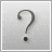 Pixelated question mark icon with dark gray curved stroke and solid dot on light gray background.