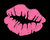 Pixelated pink lips icon on black background with visible dithering and anti-aliased edges, no text or additional elements.