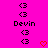 Pixelated icon with pink background showing repeated '<3' symbols, 'Devin' text, and a red heart symbol in the bottom-right corner.