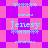 Pixelated text 'Jersey' in cyan appears over a pink and purple checkered background with repeated patterns of the same text.