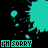 Animated icon with cyan splatter background and 'HI SORRY' text, showing sequential pixel changes in the lower-left corner.