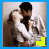 Animated contact sheet showing five sequential frames of a couple kissing, each with distinct colored borders and corner shapes.