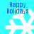 Four identical pixelated 'Happy Holidays' holiday icons with white snowflakes on a cyan background, arranged in a