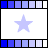 A 3x2 contact sheet of six identical static frames showing a light purple star on white background with blue color swatches surrounding the grid.