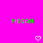 Bright pink background with two green 'MEGAN' text blocks and two white pixelated hearts below them.