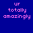 Four pixelated display 'ur totally amazingly' text in pink on blue backgrounds with varying shades