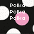 Black background with white and pink polka dots; text 'Polka Polka Polka' and 'DOTS' in white pixelated font; 'wooo' text in white pixelated font; pink dot moves from left to right across frames.