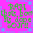 A static image with a bright pink background featuring repeated green text and cyan decorative elements arranged in a pattern