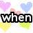 Pixelated with six showing text fragments and symbols: hearts, stars, and a starfish, each with distinct background colors and text