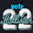 Pixelated graphic with two identical '22' numerals in white and teal, each overlaid by a cursive script reading 'Roller', topped with blue text 'vote' on the left and 'seagull!' on the right against a dark background.