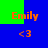Four identical display orange text "Emily" and "<3" on blue backgrounds with green rectangular overlays shifting position