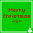 Green square icon with red pixelated text 'Merry Christmas' and three dots, featuring a white triangular shape in the bottom-right corner.
