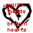 Pixelated red text reads 'MUSIC mends broken hearts' over a black heart outline with red splatter effects on a white background.