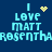 Pixelated blue background with cyan text reading "I LOVE MATT ROSENTHAL" and yellow pixel art symbols above the 'I' in each phrase.