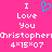 Pixelated pink background with white text reading "I Love You Christopher" and a blue heart symbol, repeated side-by-side.
