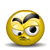 Yellow circular emoji with black eyebrows, white eyes, and a small mouth showing varying eye positions across frames.