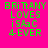 Four identical pixelated text on bright pink background with yellow highlight bars over different lines of green text