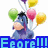 Pixelated image of a blue donkey holding four balloons with text 'Eeore!!!' below, set against white background.