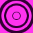 Four concentric circular patterns on a solid pink background, each with dark purple outlines and varying inner circle sizes.