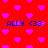 Red background with pink pixelated hearts and blue text reading "ALLY <33" repeated across the image.