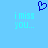 Blue background with a dark blue pixelated heart above two identical cyan text phrases reading 'i miss you...' on either side.