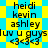 Static pixel art displays names and text over a yellow-blue checkered background with star patterns.