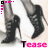Animated contact sheet of a woman's legs in high heels and fishnet stockings with the word 'Tease' displayed below, showing subtle frame-to-frame variations in leg positioning and text color.