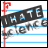 Static pixelated icon featuring a black sign with white text on blue horizontal stripes, red flag-like shape at top left, and vertical red line along left edge.