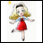 A pixelated animated buddy icon featuring a cartoon woman in a red dress with blonde hair, alongside text reading "Anime IM" and "COM" on a black background.