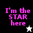 Four display the phrase "I'm the STAR here" in pink pixelated text with a star icon below, on black, gray, white, and gray backgrounds