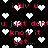 Black background with white pixelated hearts and red text repeating 'i luv u', 'u just don't know it yet...', and 'yet...' in a scattered pattern.