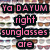 Pixelated text blocks in pink, blue, and red over a brick wall background with repeated sunglasses images.