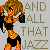Pixelated cartoon character with curly brown hair and blue eyes holding black dumbbells, standing next to text reading "AND ALL THAT JAZZ" on a gray background.