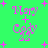 Green background with pink text reading 'Mary + Cody' and musical notes, surrounded by small plus signs.