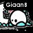 Pixel art of a white skull with black eyes resting on blue water, surrounded by gray rocks and green foliage, with text elements above and around it.