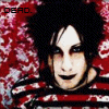 nine identical images showing a person with dark hair and pale skin wearing a red-and-black striped shirt against a red floral background, each labeled "DEAD."