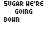 Animated contact sheet of a pixelated text-based icon showing repeated phrases "SUGAR WE'RE GOING DOWN" and "SWINGING" in various arrangements across 15 frames.