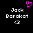 Pixelated black background with white text 'Jack Borokat' and '<3' below, a pink heart symbol above, and identical text on both sides.