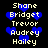 Pixelated text list of names with blue heart symbols on black background, animated to shift positions.