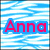 Pixelated text 'Anna' in pink with blue outline on striped background, displayed across four with one grayed out
