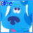 Animated contact sheet showing three frames of a blue cartoon dog mascot with white accents and pink tongue, each frame displaying subtle facial expression changes.